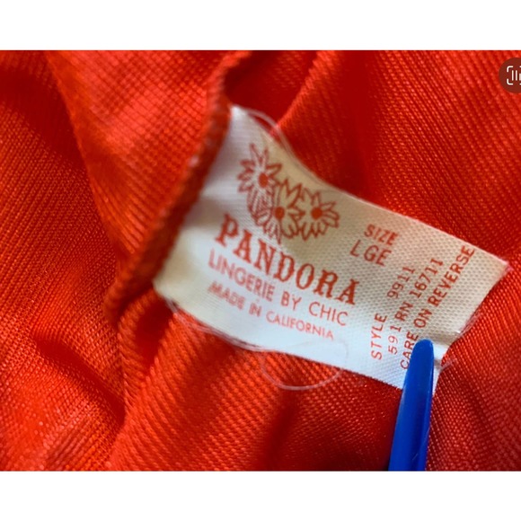 Vintage Red Nylon Baby Doll Nightgown Lace Detail Pandora Lingerie by Chic Large - Picture 8 of 8